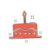 desenho animado aniversário bolo ícone dentro quadrinho estilo. fresco torta bolinho placa ilustração pictograma. bolo o negócio conceito. vetor
