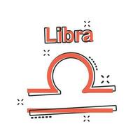 ícone do zodíaco de libra de desenho vetorial em estilo cômico. pictograma de ilustração de sinal de astrologia. conceito de efeito de respingo de negócios de horóscopo de libra. vetor