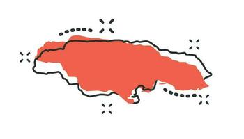 ícone do mapa da jamaica dos desenhos animados vetoriais em estilo cômico. pictograma de ilustração de sinal de jamaica. conceito de efeito de respingo de negócios de mapa de cartografia. vetor