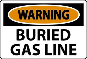 sinal de aviso enterrado linha de gás no fundo branco vetor