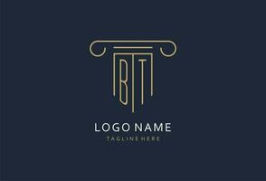 bt inicial com pilar forma logotipo projeto, criativo monograma logotipo Projeto para lei empresa vetor