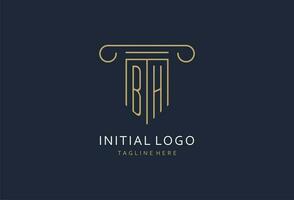 bh inicial com pilar forma logotipo projeto, criativo monograma logotipo Projeto para lei empresa vetor