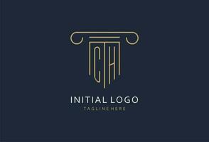 CH inicial com pilar forma logotipo projeto, criativo monograma logotipo Projeto para lei empresa vetor