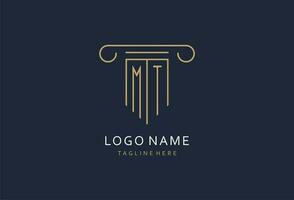 mt inicial com pilar forma logotipo projeto, criativo monograma logotipo Projeto para lei empresa vetor