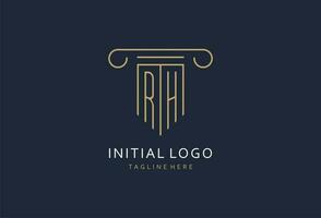 rh inicial com pilar forma logotipo projeto, criativo monograma logotipo Projeto para lei empresa vetor