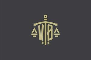 carta vb logotipo para lei escritório e advogado com criativo escala e espada ícone Projeto vetor