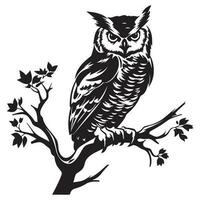 coruja silhueta, coruja mascote logotipo, coruja Preto e branco animal símbolo projeto, pássaro ícone. vetor