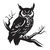 coruja silhueta, coruja mascote logotipo, coruja Preto e branco animal símbolo projeto, pássaro ícone. vetor
