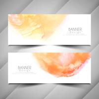 Conjunto de design abstrato elegante estilo aquarela banners vetor