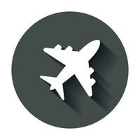 avião placa vetor ícone. aeroporto avião ilustração. o negócio conceito simples plano pictograma com grandes sombra.