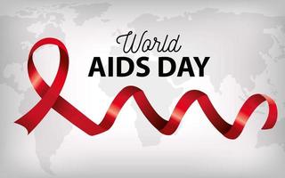 cartaz do dia mundial da aids com fita e mapa vetor