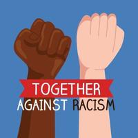 juntos contra o racismo, com as mãos em punho, o conceito de vida negra importa vetor