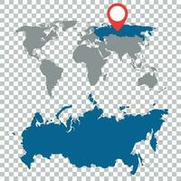 detalhado mapa do Rússia e mundo mapa navegação definir. plano vetor ilustração.