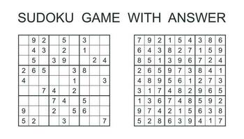 sudoku jogos com responder. vetor enigma jogos com números para crianças e adultos. ilustração em branco fundo.