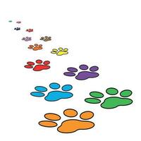 colorida pata impressão ícone vetor ilustração isolado em branco fundo. cachorro, gato, Urso pata símbolo plano pictograma.