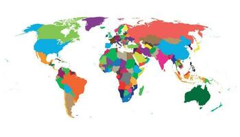 em branco colorida político mundo mapa isolado em branco fundo. mundo mapa vetor modelo para local na rede Internet, infográficos, Projeto. plano terra mundo mapa ilustração.