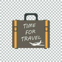 Tempo para viagem conceito plano vetor ilustração. mala de viagem para turismo, jornada, viagem, percorrer, viagem, verão período de férias.