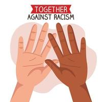 juntos contra o racismo, com as mãos, o conceito de vida negra importa vetor