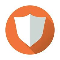 escudo proteção ícone. vetor ilustração dentro plano estilo com sombra em volta laranja fundo.