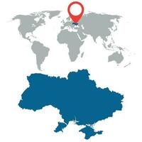 detalhado mapa do Ucrânia e mundo mapa navegação definir. plano vetor ilustração.