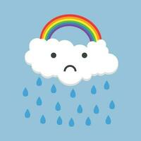 cor triste arco Iris com chuva. vetor ilustração