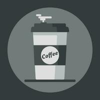 café copo ícone com texto café em cinzento fundo. plano vetor ilustração