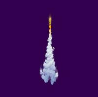 foguete fumaça trilha jato fogo, desenho animado nave espacial vetor