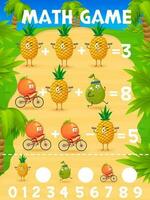 matemática jogos planilha desenho animado frutas desportistas vetor