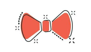 ícone de gravata borboleta de desenho vetorial em estilo cômico. pictograma de ilustração de sinal de gravata. conceito de efeito de respingo de negócios de gravata borboleta. vetor