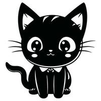 kawaii gatinho silhueta logotipo vetor