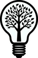 eco luz lâmpada com árvore dentro ícone vetor ilustração ícone plano estilo isolar em fundo