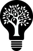 eco luz lâmpada com árvore dentro ícone vetor ilustração ícone plano estilo isolar em fundo
