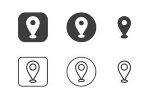 Verifica dentro localização ícone Projeto 6 variações. viagem ícones definir, isolado em branco fundo. vetor