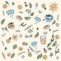 vector doodle padrão colorido de beber mais água tema de verão