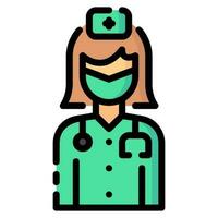 enfermeira avatar vetor preenchidas esboço ícone