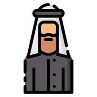 árabe homem avatar vetor preenchidas esboço ícone