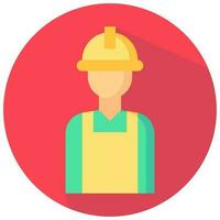 construção trabalhador avatar vetor volta plano ícone