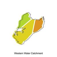 mapa do ocidental água captação vetor Projeto modelo, nacional fronteiras e importante cidades ilustração