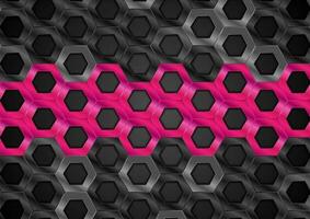 Preto e Rosa lustroso hexágonos metálico textura vetor