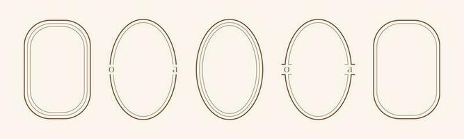 minimalista estético ano 2000 quadros. 5 ovais. vetor