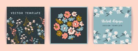 conjunto de design floral do vetor. modelo para cartão, cartaz, folheto, decoração para casa e outros vetor