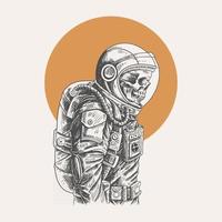 ilustração vetor de crânio de astronauta premium