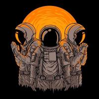 ilustração três astronautas, vetor premium