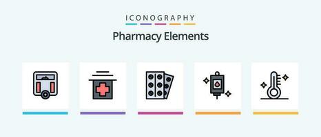 farmacia elementos linha preenchidas 5 ícone pacote Incluindo saco . tábua. hospital . paciente . médico. criativo ícones Projeto vetor
