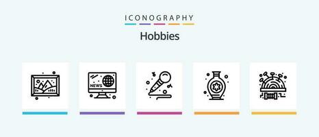 hobbies linha 5 ícone pacote Incluindo . hobbies. costurar. vaso. hobbies. criativo ícones Projeto vetor