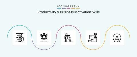 produtividade e o negócio motivação Habilidades linha 5 ícone pacote Incluindo mental concentração. troféu. ruim. prêmio. pensamento vetor