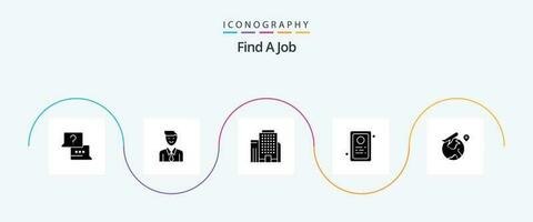 encontrar uma trabalho glifo 5 ícone pacote Incluindo voar. mundo. seleção. teste. tarefa vetor
