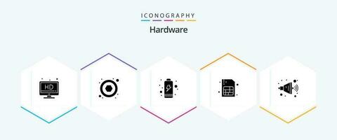 hardware 25 glifo ícone pacote Incluindo . . elétrico. volume. alto vetor