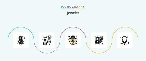 jóias linha preenchidas plano 5 ícone pacote Incluindo . diamante. colar. moda vetor