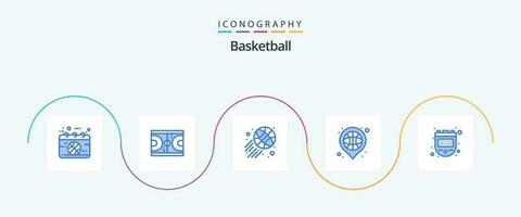 basquetebol azul 5 ícone pacote Incluindo esporte. localização. nba. basquetebol. objetivo vetor